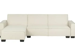Sale Beliani Divano letto angolare 3 posti ROMEDAL Tessuto Beige Beige Nero