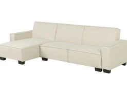 Sale Beliani Divano letto angolare 3 posti ROMEDAL Tessuto Beige Beige Nero