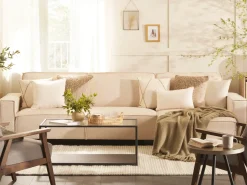 Sale Beliani Divano letto angolare 3 posti ROMEDAL Tessuto Beige Beige Nero