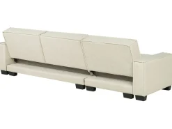 Sale Beliani Divano letto angolare 3 posti ROMEDAL Tessuto Beige Beige Nero
