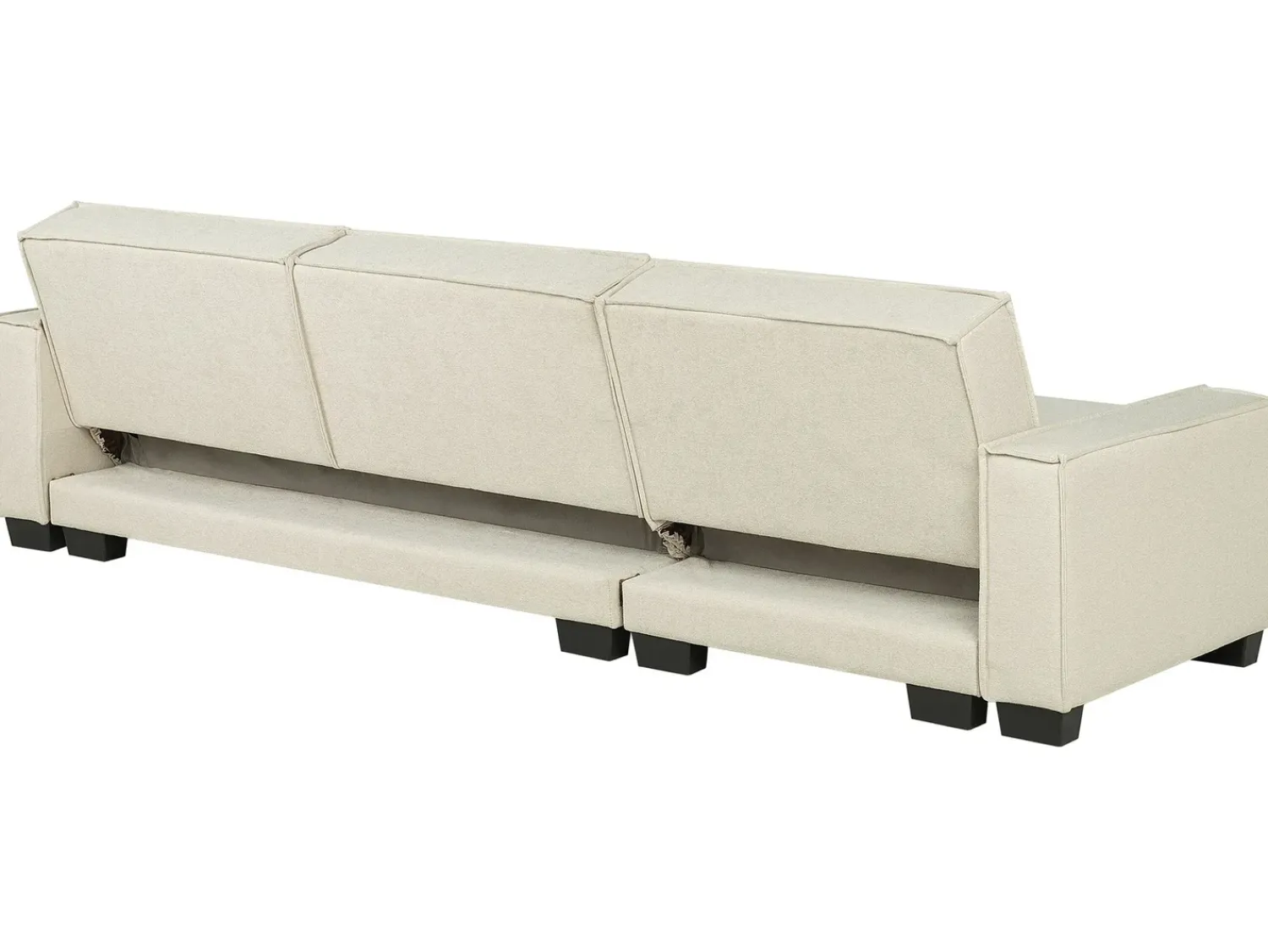 Sale Beliani Divano letto angolare 3 posti ROMEDAL Tessuto Beige Beige Nero