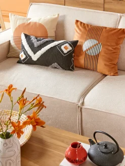 New Beliani Divano letto angolare 3 posti ROMEDAL Tessuto Beige Beige Nero