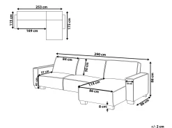 New Beliani Divano letto angolare 3 posti ROMEDAL Tessuto Beige Beige Nero