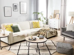 New Beliani Divano letto angolare 3 posti ROMEDAL Tessuto Beige Beige Nero
