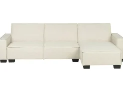 New Beliani Divano letto angolare 3 posti ROMEDAL Tessuto Beige Beige Nero