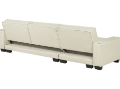 New Beliani Divano letto angolare 3 posti ROMEDAL Tessuto Beige Beige Nero