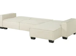 New Beliani Divano letto angolare 3 posti ROMEDAL Tessuto Beige Beige Nero