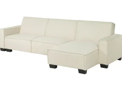 New Beliani Divano letto angolare 3 posti ROMEDAL Tessuto Beige Beige Nero