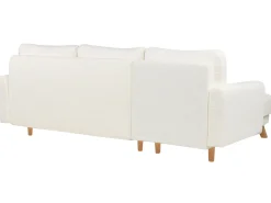 Outlet Beliani Divano letto angolare 3 posti SIRO Bouclé Bianco sporco con contenitore Lato destro Bianco Marrone