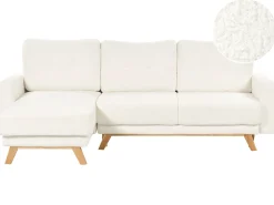Outlet Beliani Divano letto angolare 3 posti SIRO Bouclé Bianco sporco con contenitore Lato destro Bianco Marrone