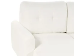 Outlet Beliani Divano letto angolare 3 posti SIRO Bouclé Bianco sporco con contenitore Lato destro Bianco Marrone