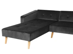 Online Beliani Divano letto angolare 4 posti VADSO Velluto Nero Lato destro Marrone Nero