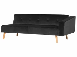 Online Beliani Divano letto angolare 4 posti VADSO Velluto Nero Lato destro Marrone Nero