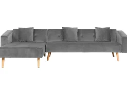 Hot Beliani Divano letto angolare 4 posti VADSO Velluto Grigio Marrone Grigio