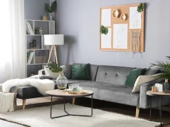 Hot Beliani Divano letto angolare 4 posti VADSO Velluto Grigio Marrone Grigio