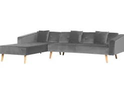Hot Beliani Divano letto angolare 4 posti VADSO Velluto Grigio Marrone Grigio