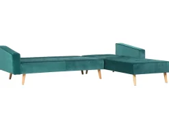 Sale Beliani Divano letto angolare 4 posti VADSO Velluto Verde smeraldo Lato Sinistro Marrone Verde