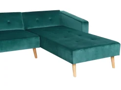 Sale Beliani Divano letto angolare 4 posti VADSO Velluto Verde smeraldo Lato Sinistro Marrone Verde