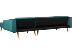 Sale Beliani Divano letto angolare 4 posti VADSO Velluto Verde smeraldo Lato Sinistro Marrone Verde