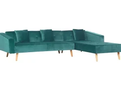 Sale Beliani Divano letto angolare 4 posti VADSO Velluto Verde smeraldo Lato Sinistro Marrone Verde