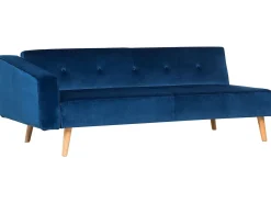 Beliani Divano letto angolare 4 posti VADSO Velluto Blu marino Lato Sinistro Marrone Blu