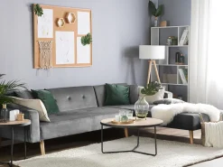 Hot Beliani Divano letto angolare 4 posti VADSO Velluto Grigio Marrone Grigio