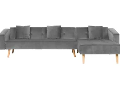Hot Beliani Divano letto angolare 4 posti VADSO Velluto Grigio Marrone Grigio