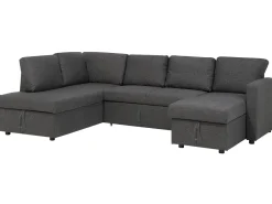 Sale Beliani Divano letto a U 5 posti KARRABO Tessuto scuro con contenitore Grigio