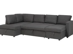 Sale Beliani Divano letto a U 5 posti KARRABO Tessuto scuro con contenitore Grigio