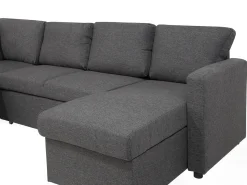 Sale Beliani Divano letto a U 5 posti KARRABO Tessuto scuro con contenitore Grigio