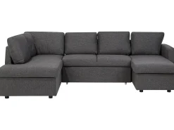 Sale Beliani Divano letto a U 5 posti KARRABO Tessuto scuro con contenitore Grigio