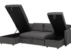 Sale Beliani Divano letto a U 5 posti KARRABO Tessuto scuro con contenitore Grigio