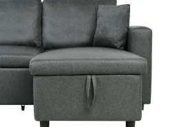 Clearance Beliani Divano letto a U 5 posti SOMMEN Tessuto Grigio scuro con contenitore Marrone Grigio