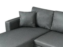 Clearance Beliani Divano letto a U 5 posti SOMMEN Tessuto Grigio scuro con contenitore Marrone Grigio