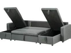 Clearance Beliani Divano letto a U 5 posti SOMMEN Tessuto Grigio scuro con contenitore Marrone Grigio