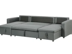 Clearance Beliani Divano letto a U 5 posti SOMMEN Tessuto Grigio scuro con contenitore Marrone Grigio