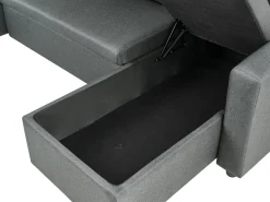 Clearance Beliani Divano letto a U 5 posti SOMMEN Tessuto Grigio scuro con contenitore Marrone Grigio