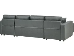 Clearance Beliani Divano letto a U 5 posti SOMMEN Tessuto Grigio scuro con contenitore Marrone Grigio
