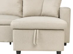 Clearance Beliani Divano letto a U 5 posti SOMMEN Tessuto Beige chiaro con contenitore Beige Marrone
