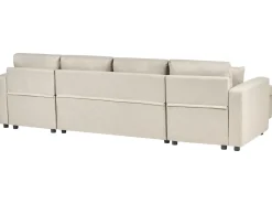 Clearance Beliani Divano letto a U 5 posti SOMMEN Tessuto Beige chiaro con contenitore Beige Marrone