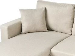 Clearance Beliani Divano letto a U 5 posti SOMMEN Tessuto Beige chiaro con contenitore Beige Marrone