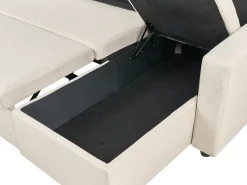 Clearance Beliani Divano letto a U 5 posti SOMMEN Tessuto Beige chiaro con contenitore Beige Marrone