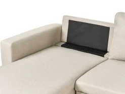 Clearance Beliani Divano letto a U 5 posti SOMMEN Tessuto Beige chiaro con contenitore Beige Marrone