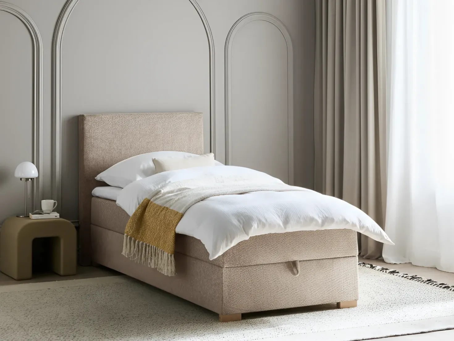 Divano letto con contenitore Tessuto MAJOR 90 x 200 cm Tortora