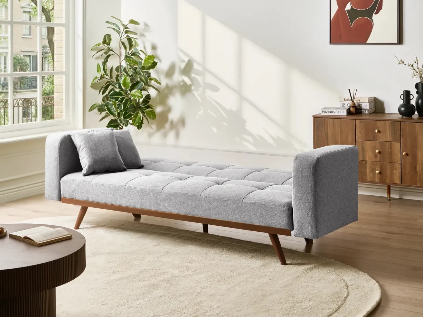 Divano letto 3 posti HJULBY Grigio