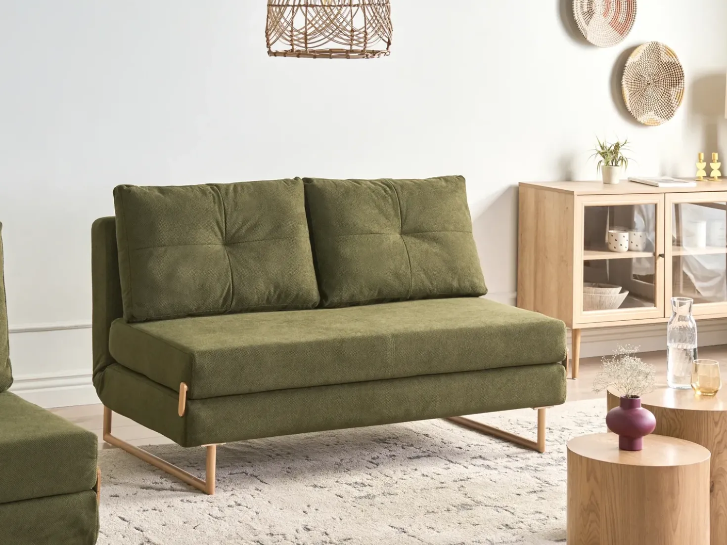 Divano letto 3 posti JERSLEV Tessuto Verde