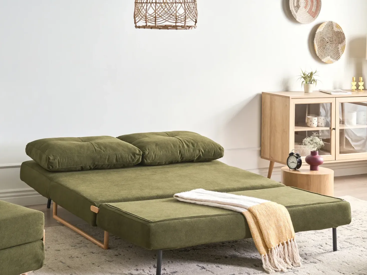 Divano letto 3 posti JERSLEV Tessuto Verde