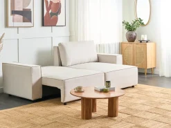 Best Beliani Divano letto 3 posti KARILA Tessuto chiaro con contenitore Beige