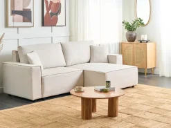 Best Beliani Divano letto 3 posti KARILA Tessuto chiaro con contenitore Beige