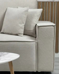 Best Beliani Divano letto 3 posti KARILA Tessuto chiaro con contenitore Beige